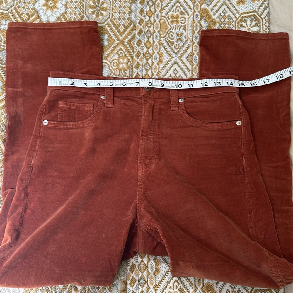 Veronica Beard Carly Kick Flare High Rise - Rust/Orange Straight Leg Corduroys - Picture 2 of 9